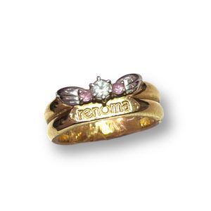 K18 Pt900 ホワイトサファイア コンビリング